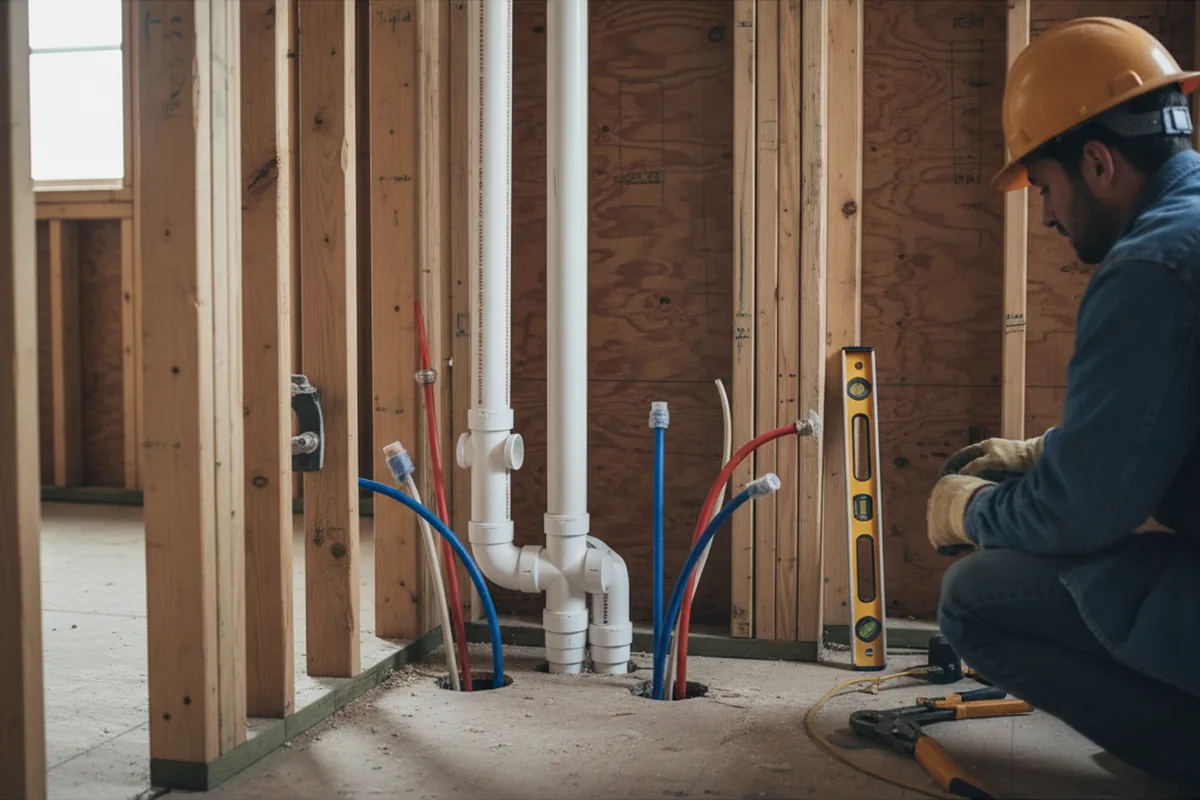 Drain and supply rough-in during Sump Pump Repair in Galt