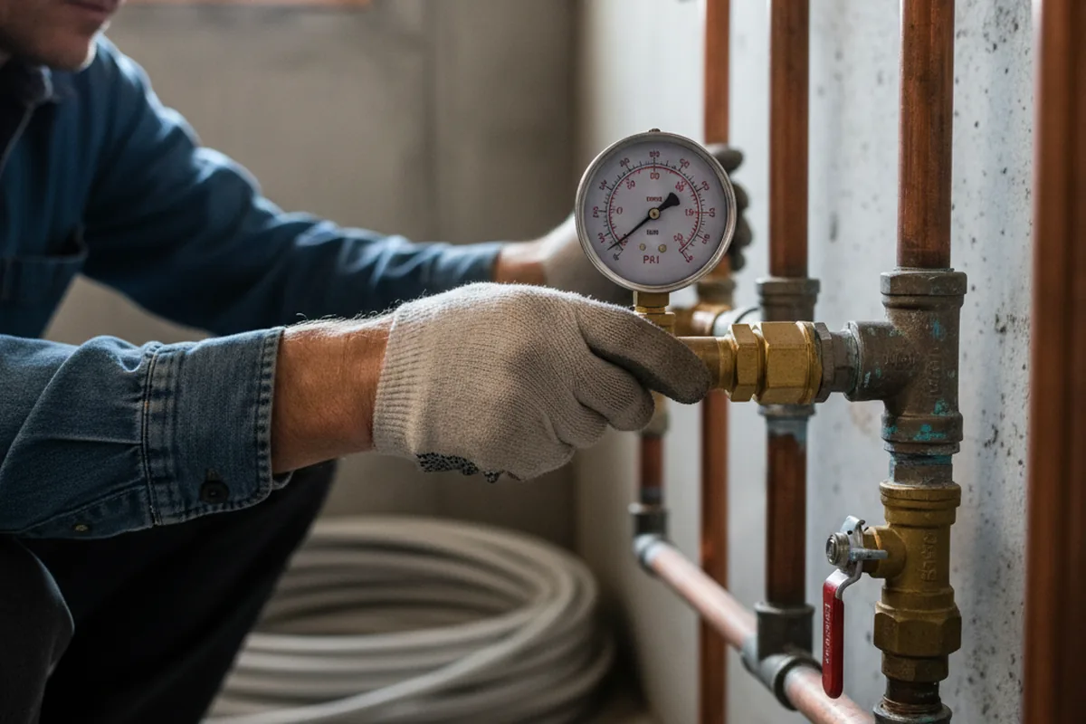Pressure testing a repaired line during Water Line Repair in Galt